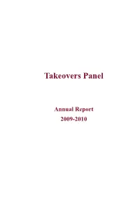 Takeovers Panel Annual Report 2009-10
