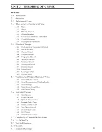 UNIT 3 THEORIES of CRIME Criminal Behaviour