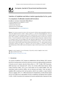 Varieties of Capitalism and Labour Market Opportunities for the Youth: a Comparison of Attitudes Towards Skill Formation