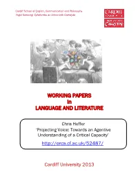 WORKING PAPERS in LANGUAGE and LITERATURE