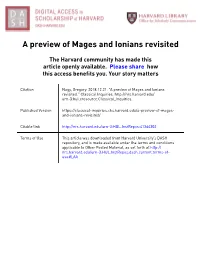 A Preview of Mages and Ionians Revisited