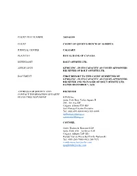 First Report of the Receiver Dec 7, 2020
