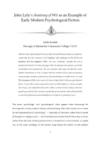 John Lyly's Anatomy of Wit As an Example of Early Modern