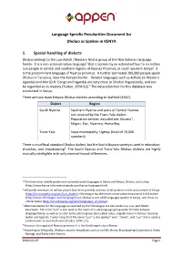 Language Specific Peculiarities Document for Dholuo As Spoken in KENYA