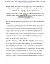Profiling and Structural Analysis of Cardenolides in Two Species of Digitalis Using Liquid Chromatography Coupled with High-Resolution Mass Spectrometry