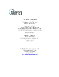 TESTIMONY REGARDING Three-Quarter House Task Force
