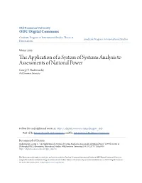 The Application of a System of Systems Analysis to Assessments of National Power George T