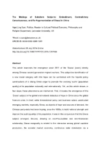 The Makings of Subaltern Subjects: Embodiment, Contradictory Consciousness, and Re-Hegemonization of Diaosi in China