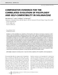 Comparative Evidence for the Correlated Evolution of Polyploidy and Self-Compatibility in Solanaceae