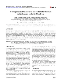 Homogeneous Distances to Several Stellar Groups in the Second Galactic Quadrant
