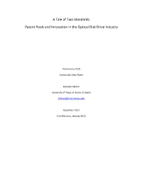 Patent Pools and Innovation in the Optical Disk Drive Industry