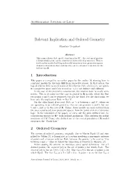 Relevant Implication and Ordered Geometry