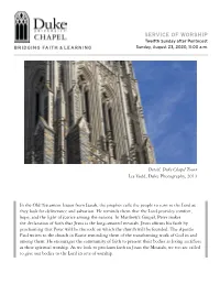 SERVICE of WORSHIP Twelfth Sunday After Pentecost BRIDGING FAITH & LEARNING Sunday, August 23, 2020, 11:00 A.M