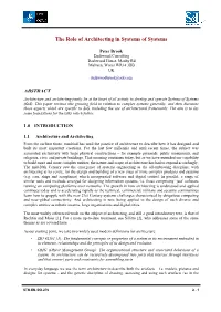 The Role of Architecting in Systems of Systems