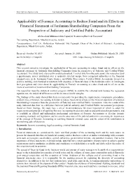 Applicability of Forensic Accounting to Reduce Fraud and Its Effects On