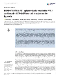 HOXD8/DIAPH2-AS1 Epigenetically Regulates PAX3 and Impairs HTR-8/Svneo Cell Function Under Hypoxia