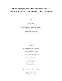 Monitoring Electric Field Induced Changes in Biological Tissues and Phantoms Using Ultrasound