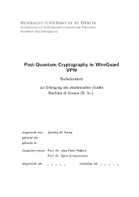 Post-Quantum Cryptography in Wireguard VPN