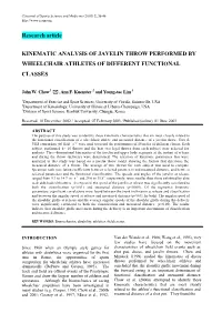 Research Article KINEMATIC ANALYSIS of JAVELIN THROW