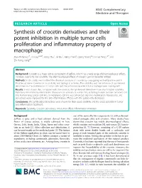 Synthesis of Crocetin Derivatives and Their Potent Inhibition in Multiple