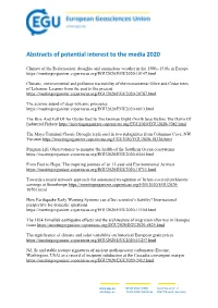 Abstracts of Potential Interest to the Media 2020