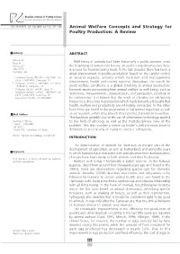 Animal Welfare Concepts and Strategy for Poultry Production: a Review