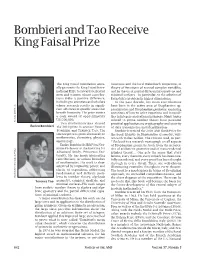 Bombieri and Tao Receive King Faisal Prize