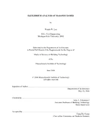 EQUILIBRIUM ANALYSIS of MASONRY DOMES by Wanda W
