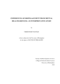 Experiences of Disengagement from Mental Health Services: an Interpretative Study