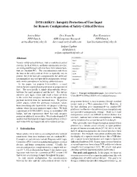 INTEGRIKEY: Integrity Protection of User Input for Remote Conﬁguration of Safety-Critical Devices
