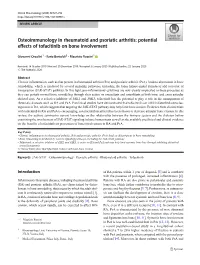 Osteoimmunology in Rheumatoid and Psoriatic Arthritis: Potential Effects of Tofacitinib on Bone Involvement