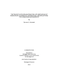 The Teleost Ichthyofauna from the Late Cretaceous of Madagascar: Systematics, Distributions, and Implications for Gondwanan Biogoegraphy