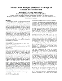 A Data-Driven Analysis of Workers' Earnings on Amazon Mechanical Turk