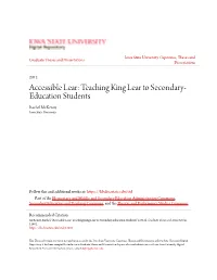 Accessible Lear: Teaching King Lear to Secondary-Education Students" (2012)