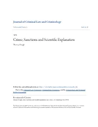 Crime, Sanctions and Scientific Explanation Thomas Orsagh