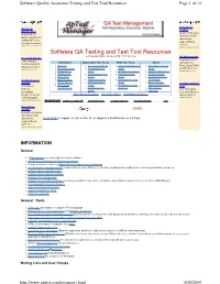 Software QA Testing and Test Tool Resources