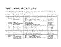 Week at a Glance: Listen! God Is Calling