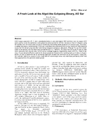 A Fresh Look at the Algol-Like Eclipsing Binary, AO Ser Kevin B