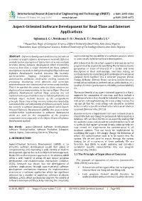 Aspect-Oriented Software Development for Real-Time and Internet Applications