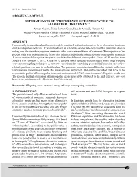 Determinants of 'Preference of Homeopathic to Allopathic Treatment'