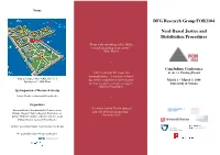 DFG Research Group FOR2104 Need-Based Justice and Distribution