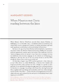 MARGARET GEDDES When Maurice Met Doris: Reading Between the Lines