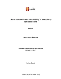 Online Salafi Reflections on the Theory of Evolution by Natural Selection
