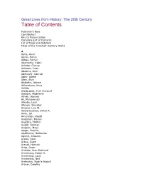 Table of Contents
