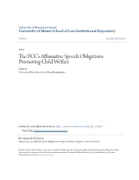 The FCC's Affirmative Speech Obligations Promoting Child Welfare, 22 Regent U