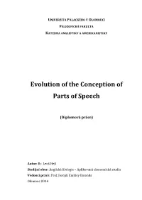 Evolution of the Conception of Parts of Speech