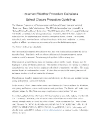 Inclement Weather Procedure Guidelines School Closure Procedure