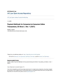 Payment Methods for Consumer-To-Consumer Online Transactions, 35 Akron L