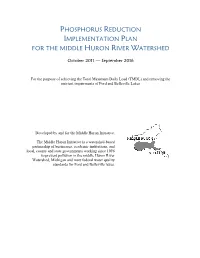 Phosphorus Reduction Implementation Plan for the Middle Huron River Watershed