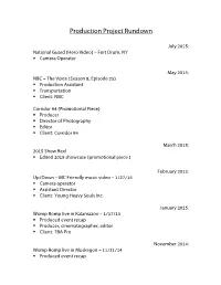 Production Project Rundown